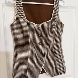 Altar'd State Brown Houndstooth Buttoned vest